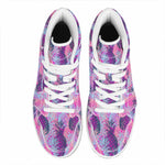 Neon Trippy Pineapple Pattern Print High Top Leather Sneakers