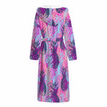 Neon Trippy Pineapple Pattern Print Hooded Bathrobe