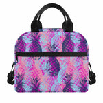 Neon Trippy Pineapple Pattern Print Insulated Lunch Bag