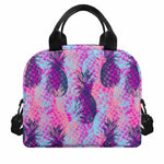 Neon Trippy Pineapple Pattern Print Insulated Lunch Bag