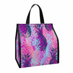 Neon Trippy Pineapple Pattern Print Insulated Lunch Tote
