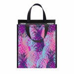 Neon Trippy Pineapple Pattern Print Insulated Lunch Tote