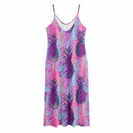 Neon Trippy Pineapple Pattern Print Jersey Midi Cami Dress