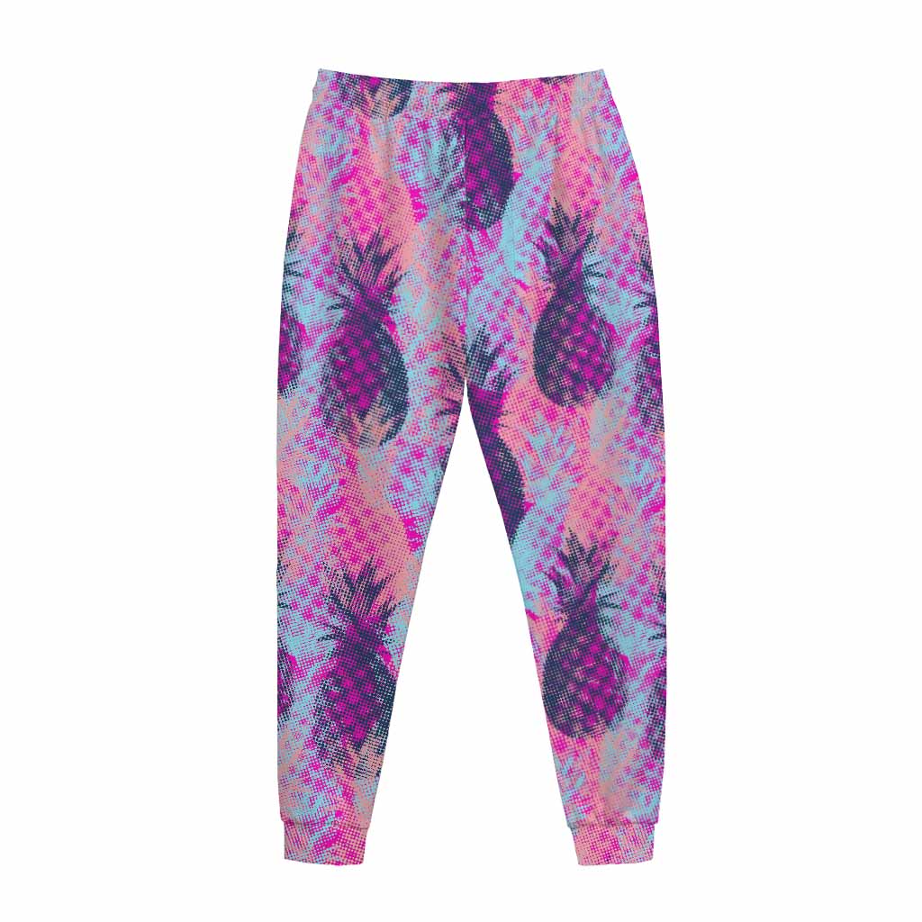 Neon Trippy Pineapple Pattern Print Jogger Pants