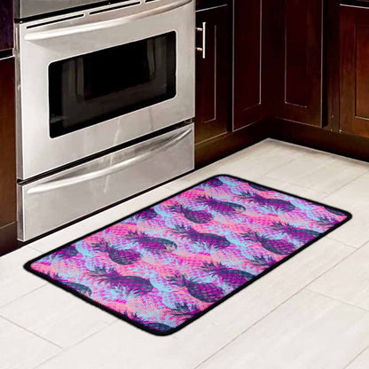 Neon Trippy Pineapple Pattern Print Kitchen Mat