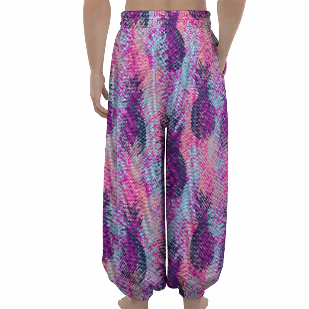 Neon Trippy Pineapple Pattern Print Lantern Pants