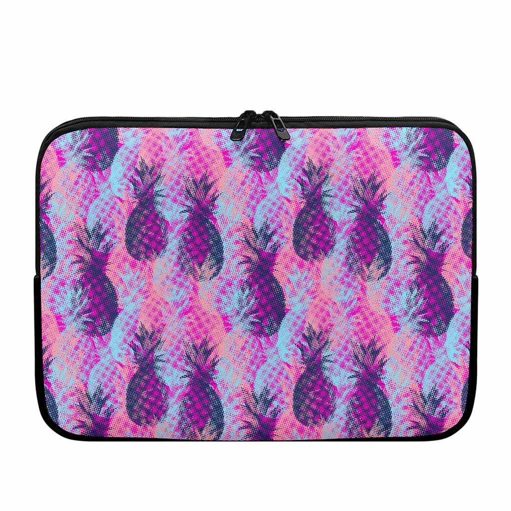 Neon Trippy Pineapple Pattern Print Laptop Sleeve
