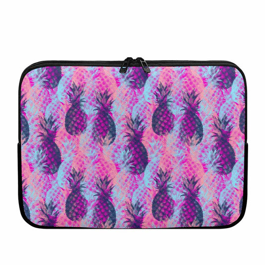 Neon Trippy Pineapple Pattern Print Laptop Sleeve