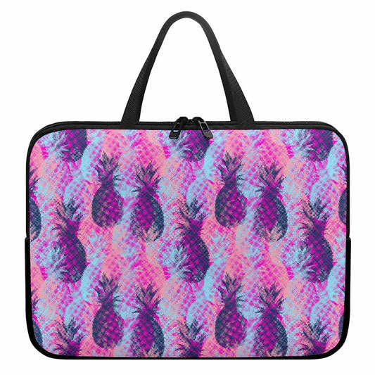 Neon Trippy Pineapple Pattern Print Laptop Sleeve With Handle