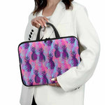 Neon Trippy Pineapple Pattern Print Laptop Sleeve With Handle