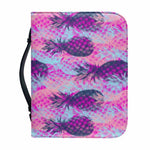 Neon Trippy Pineapple Pattern Print Leather Bible Cover