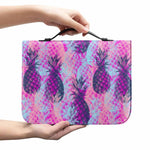 Neon Trippy Pineapple Pattern Print Leather Bible Cover