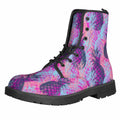 Neon Trippy Pineapple Pattern Print Lace-Up Boots