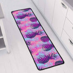 Neon Trippy Pineapple Pattern Print Long Kitchen Mat