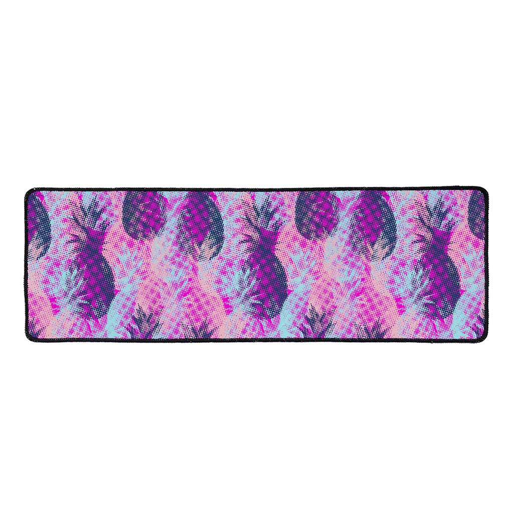 Neon Trippy Pineapple Pattern Print Long Kitchen Mat