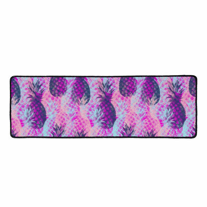 Neon Trippy Pineapple Pattern Print Long Kitchen Mat
