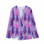 Neon Trippy Pineapple Pattern Print Long Sleeve Short Coat