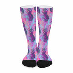 Neon Trippy Pineapple Pattern Print Long Socks