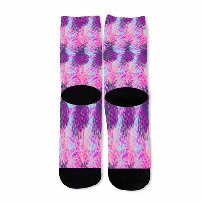 Neon Trippy Pineapple Pattern Print Long Socks