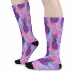 Neon Trippy Pineapple Pattern Print Long Socks