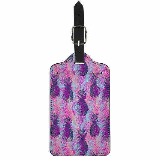 Neon Trippy Pineapple Pattern Print Luggage Tag