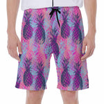 Neon Trippy Pineapple Pattern Print Men's Beach Shorts