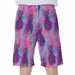 Neon Trippy Pineapple Pattern Print Men's Beach Shorts