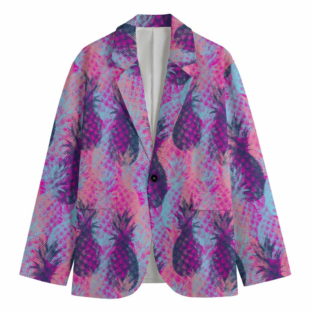 Neon Trippy Pineapple Pattern Print Men's Blazer