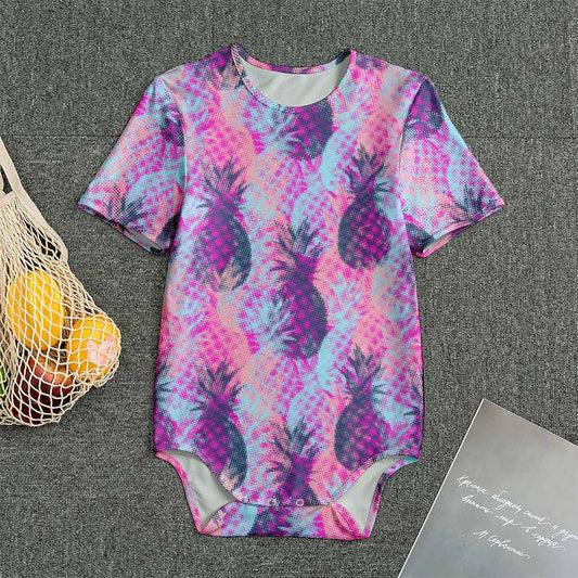 Neon Trippy Pineapple Pattern Print Men's Bodysuit