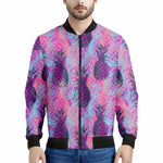Neon Trippy Pineapple Pattern Print Men's Bomber Jacket