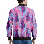 Neon Trippy Pineapple Pattern Print Men's Bomber Jacket