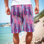 Neon Trippy Pineapple Pattern Print Men's Cargo Shorts