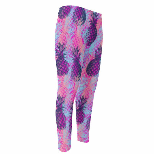 Neon Trippy Pineapple Pattern Print Men's Compression Pants