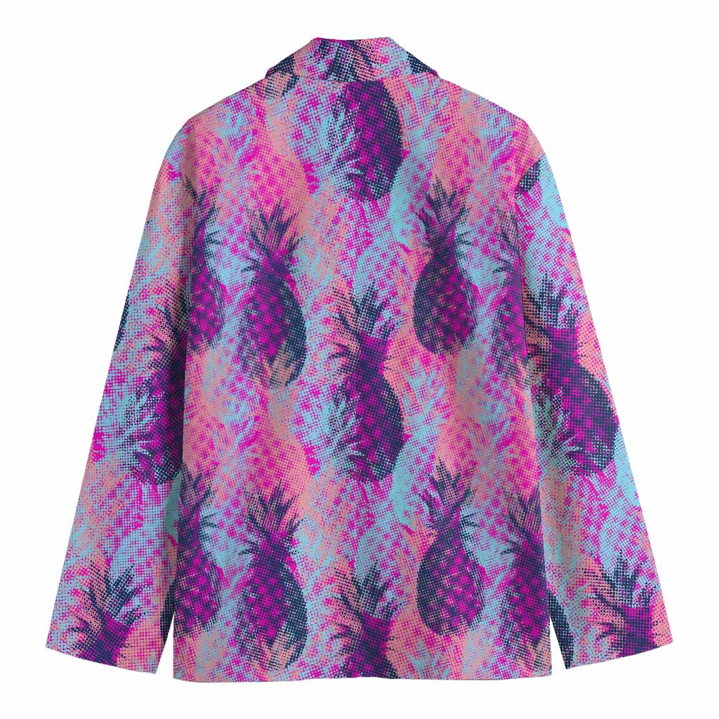 Neon Trippy Pineapple Pattern Print Men's Cotton Blazer