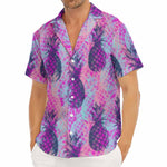 Neon Trippy Pineapple Pattern Print Men's Deep V-Neck Shirt