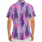 Neon Trippy Pineapple Pattern Print Men's Deep V-Neck Shirt