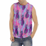 Neon Trippy Pineapple Pattern Print Men's Fitness Tank Top