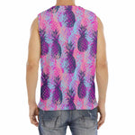 Neon Trippy Pineapple Pattern Print Men's Fitness Tank Top