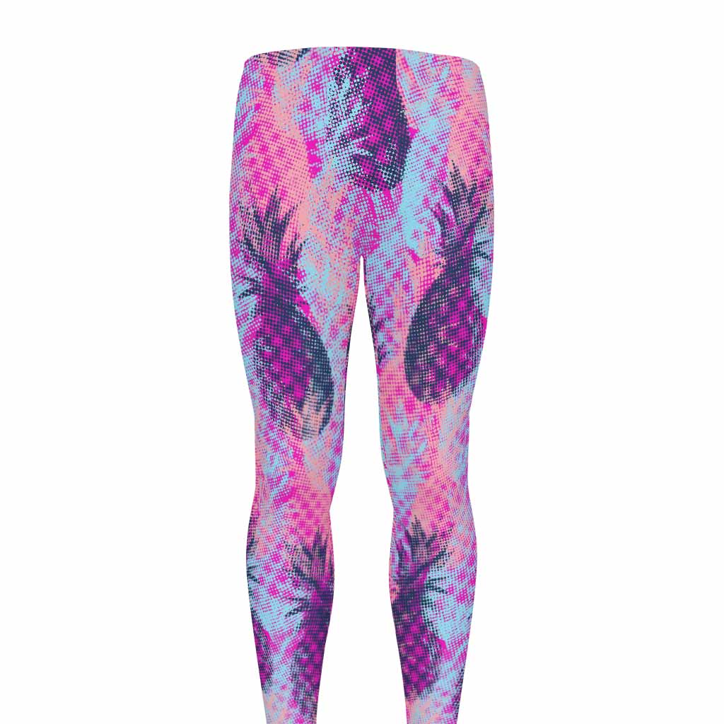 Neon Trippy Pineapple Pattern Print Men's leggings