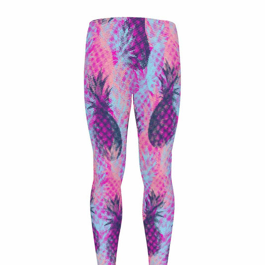 Neon Trippy Pineapple Pattern Print Men's leggings