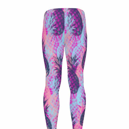 Neon Trippy Pineapple Pattern Print Men's leggings