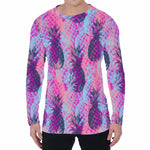 Neon Trippy Pineapple Pattern Print Men's Long Sleeve T-Shirt