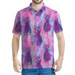 Neon Trippy Pineapple Pattern Print Men's Polo Shirt