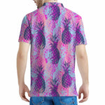 Neon Trippy Pineapple Pattern Print Men's Polo Shirt
