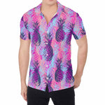 Neon Trippy Pineapple Pattern Print Men's Shirt