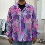 Neon Trippy Pineapple Pattern Print Men's Shirt Jacket