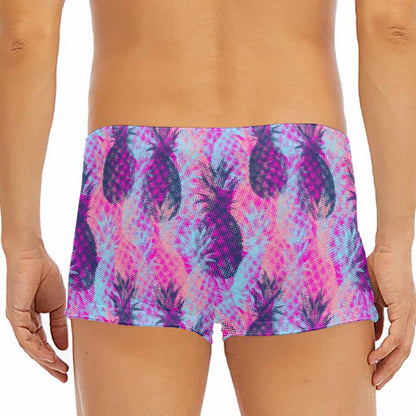 Neon Trippy Pineapple Pattern Print Men's Short Boxer Briefs