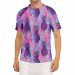 Neon Trippy Pineapple Pattern Print Men's Short Sleeve Rash Guard