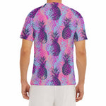Neon Trippy Pineapple Pattern Print Men's Short Sleeve Rash Guard