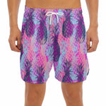 Neon Trippy Pineapple Pattern Print Men's Split Running Shorts